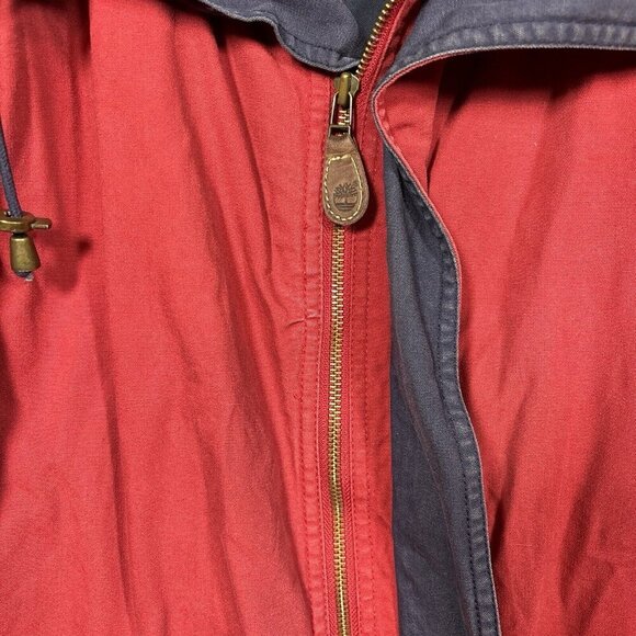 Timberland Weathergear Mens Jacket Sz L Red Leather Trim‎ Chore Barn Casual - Picture 4 of 6